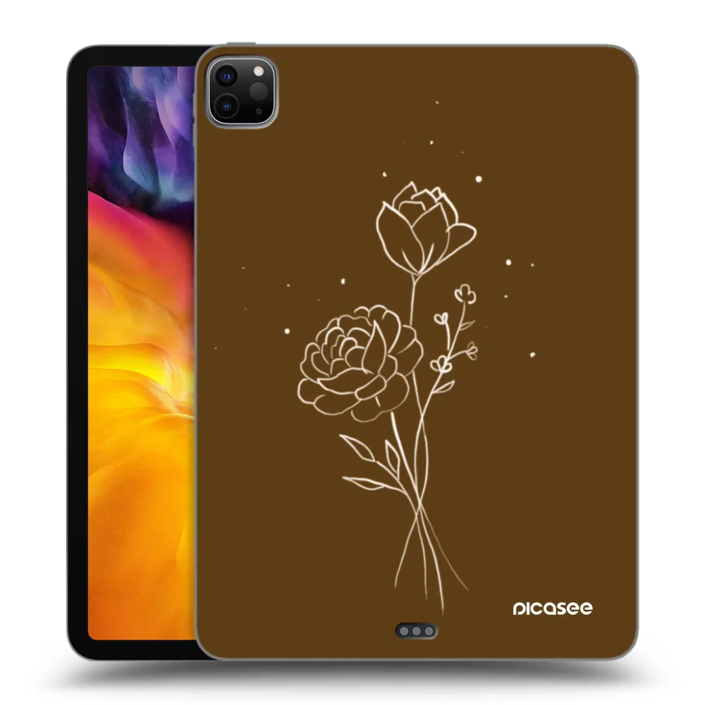 Picasee crna silikonska maskica za Apple iPad Pro 11" 2020 (2.gen) - Brown flowers