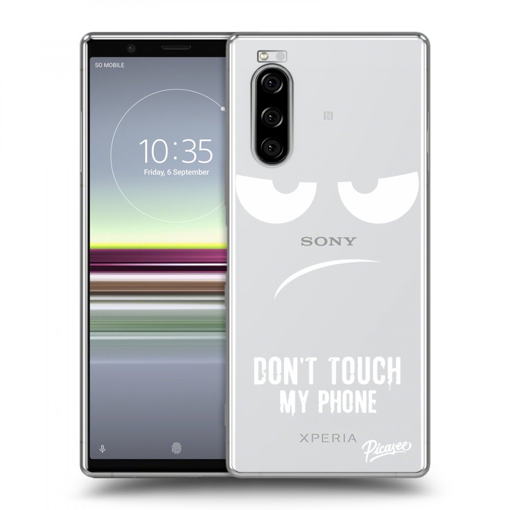 Picasee silikonska prozirna maskica za Sony Xperia 5 - Don't Touch My Phone