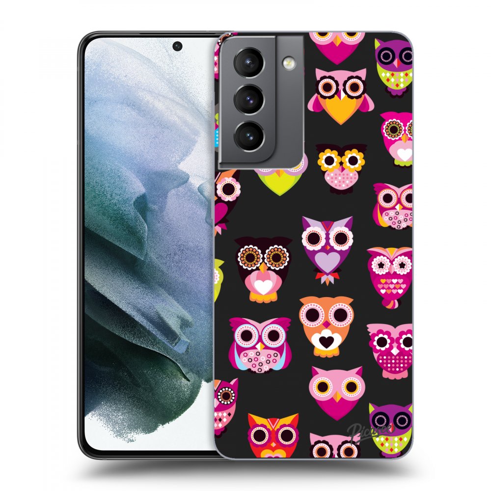 Picasee crna silikonska maskica za Samsung Galaxy S21 5G G991B - Owls