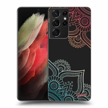 Picasee crna silikonska maskica za Samsung Galaxy S21 Ultra 5G G998B - Flowers pattern