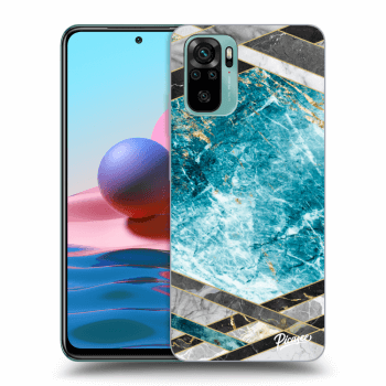 Picasee silikonska prozirna maskica za Xiaomi Redmi Note 10 - Blue geometry