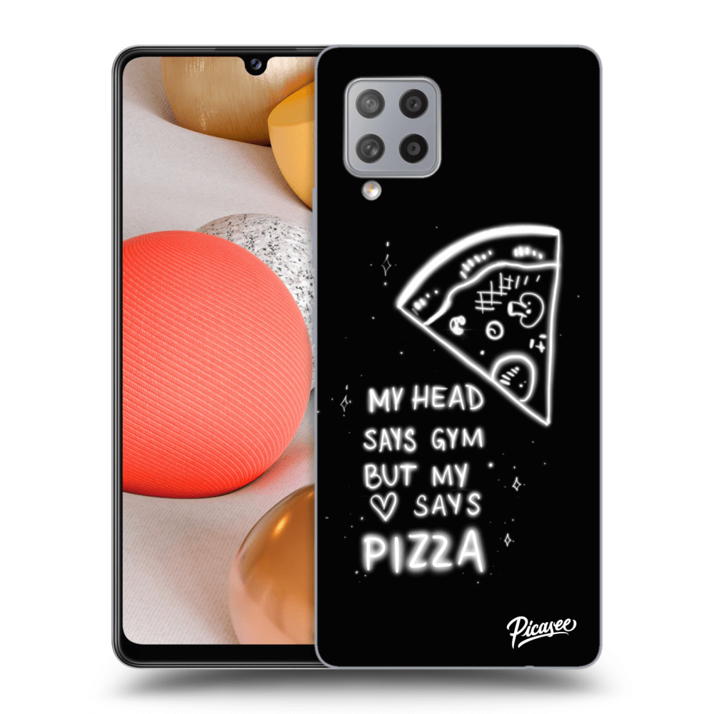 Picasee crna silikonska maskica za Samsung Galaxy A42 A426B - Pizza