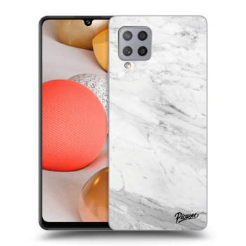 Picasee crna silikonska maskica za Samsung Galaxy A42 A426B - White marble