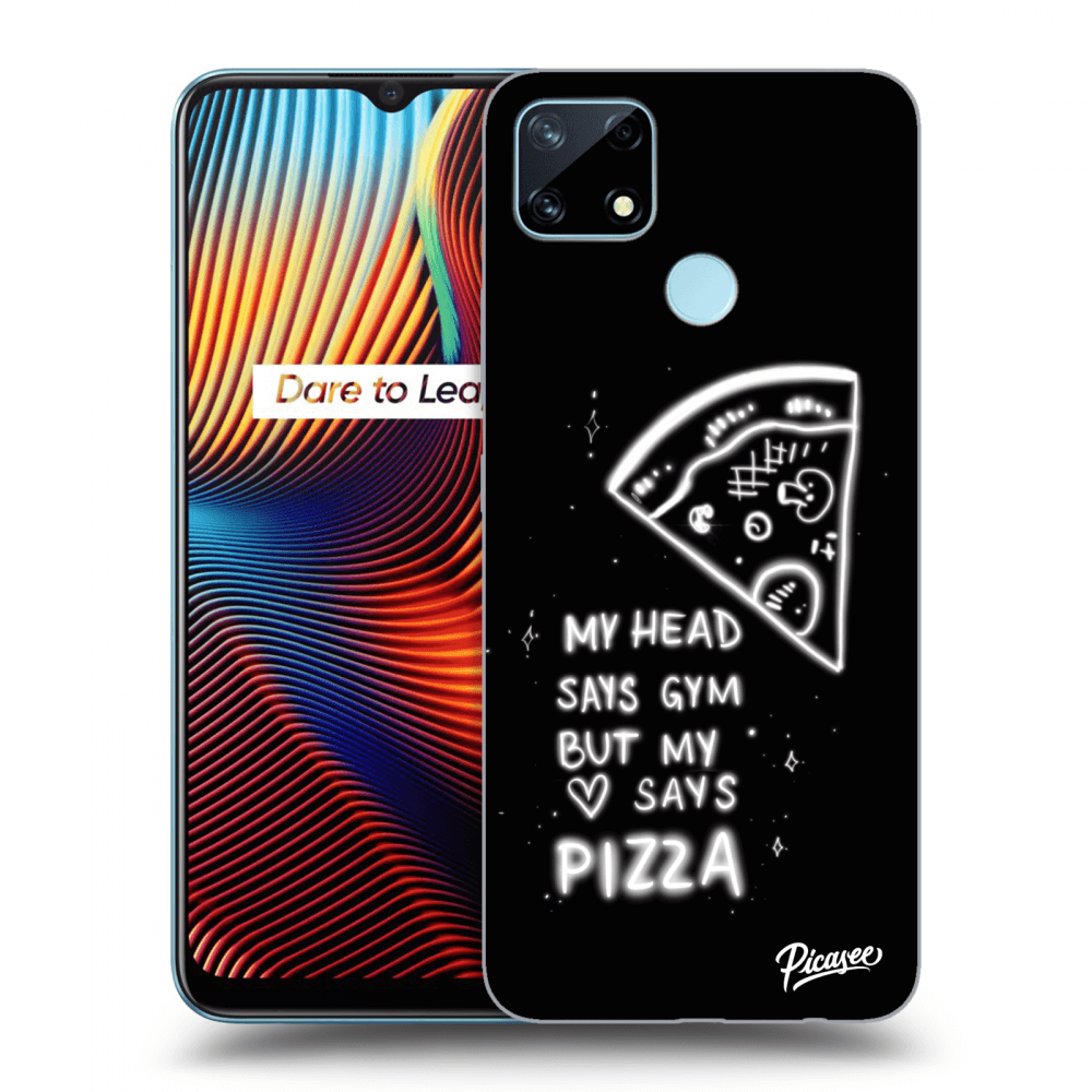 Picasee crna silikonska maskica za Realme 7i - Pizza