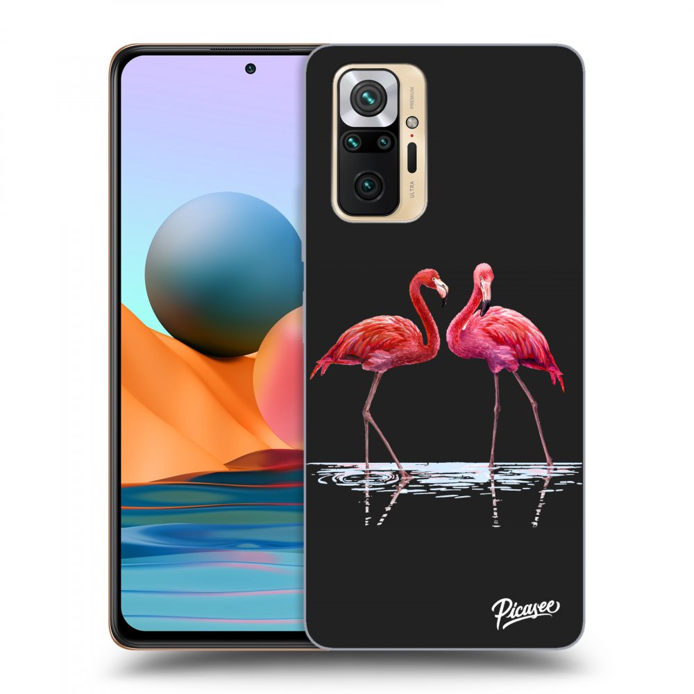 Picasee crna silikonska maskica za Xiaomi Redmi Note 10 Pro - Flamingos couple