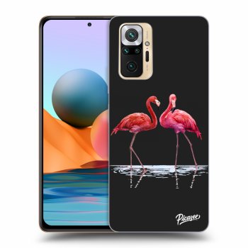 Picasee crna silikonska maskica za Xiaomi Redmi Note 10 Pro - Flamingos couple