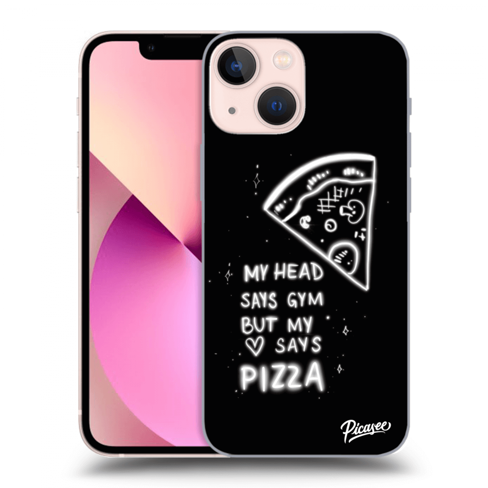 Picasee crna silikonska maskica za Apple iPhone 13 mini - Pizza