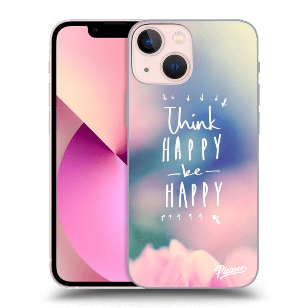 Picasee silikonska prozirna maskica za Apple iPhone 13 mini - Think happy be happy