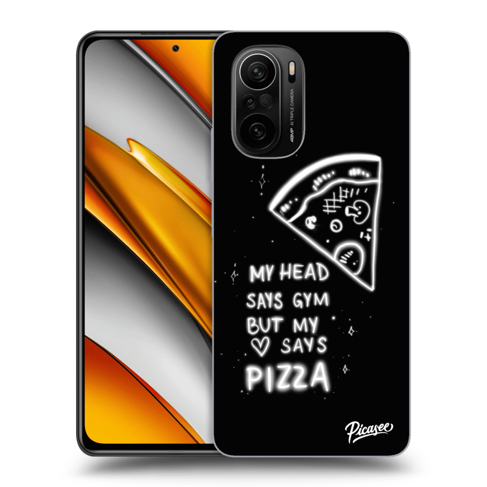 Picasee crna silikonska maskica za Xiaomi Poco F3 - Pizza
