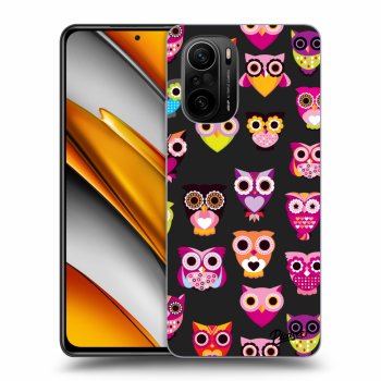 Picasee crna silikonska maskica za Xiaomi Poco F3 - Owls