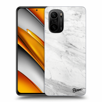 Picasee crna silikonska maskica za Xiaomi Poco F3 - White marble