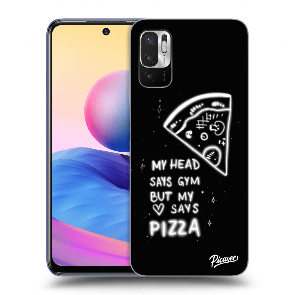 Picasee crna silikonska maskica za Xiaomi Redmi Note 10 5G - Pizza