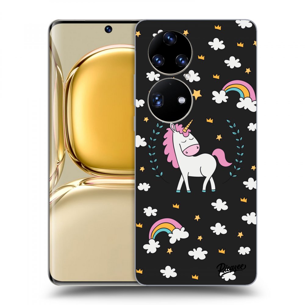 Picasee crna silikonska maskica za Huawei P50 - Unicorn star heaven