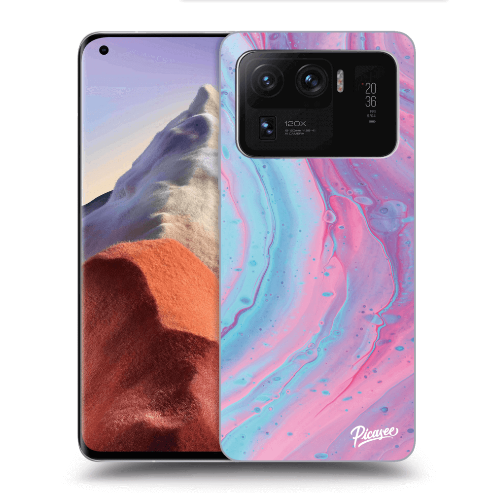 Picasee crna silikonska maskica za Xiaomi Mi 11 Ultra - Pink liquid