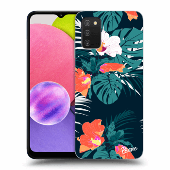 Picasee crna silikonska maskica za Samsung Galaxy A02s A025G - Monstera Color