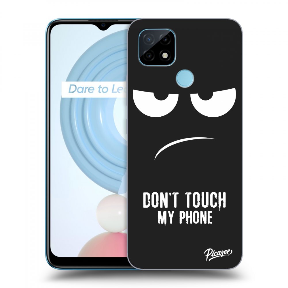 Picasee crna silikonska maskica za Realme C21 - Don't Touch My Phone