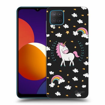 Picasee crna silikonska maskica za Samsung Galaxy M12 M127F - Unicorn star heaven