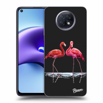 Picasee crna silikonska maskica za Xiaomi Redmi Note 9T - Flamingos couple