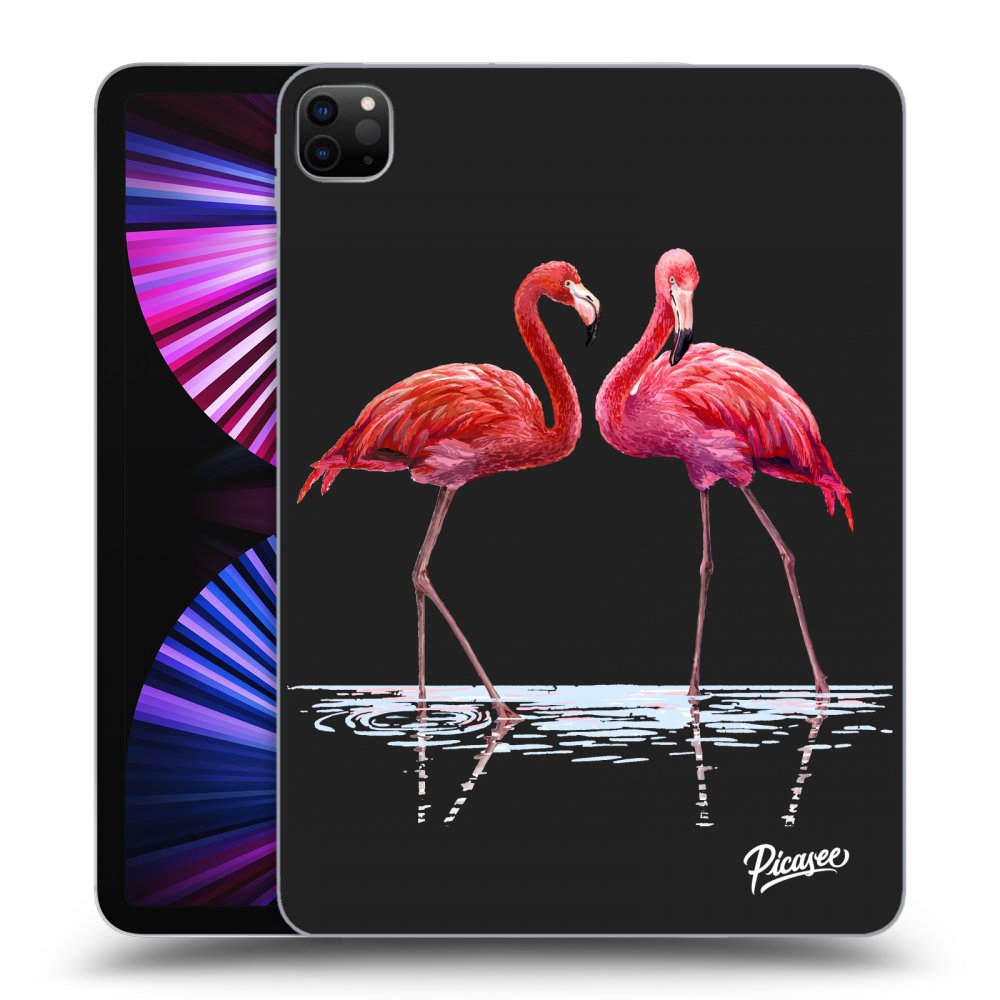 Picasee crna silikonska maskica za Apple iPad Pro 11" 2021 (3.gen) - Flamingos couple