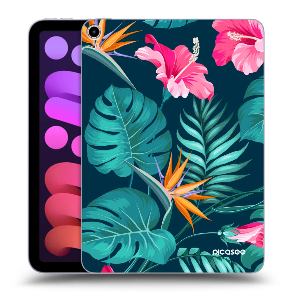 Picasee silikonska prozirna maskica za Apple iPad mini 2021 (6. gen) - Pink Monstera