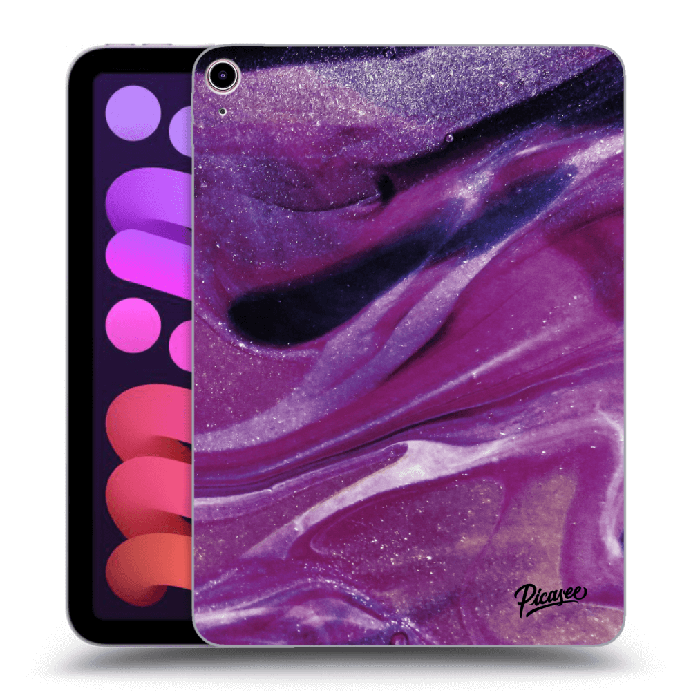 Picasee crna silikonska maskica za Apple iPad mini 2021 (6. gen) - Purple glitter