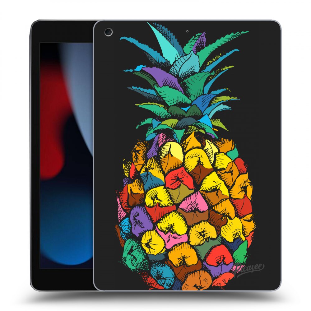 Picasee crna silikonska maskica za Apple iPad 10.2" 2021 (9. gen) - Pineapple