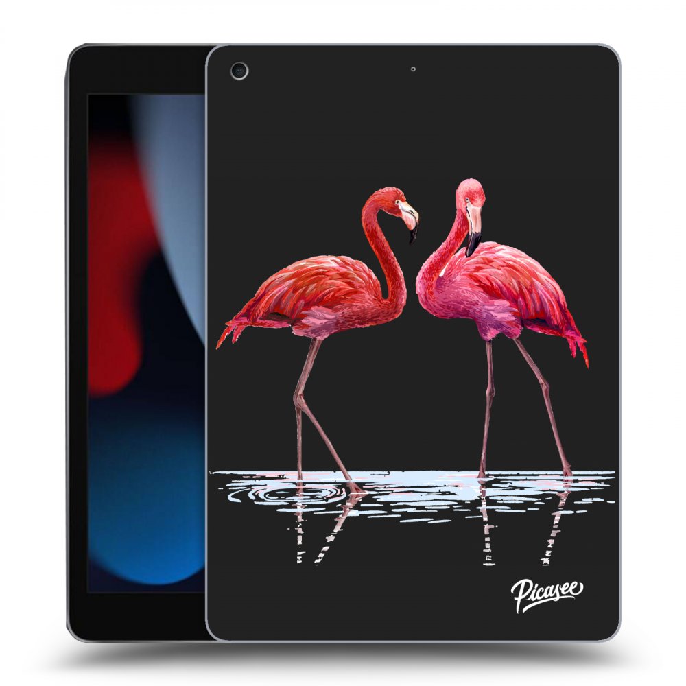 Picasee crna silikonska maskica za Apple iPad 10.2" 2021 (9. gen) - Flamingos couple