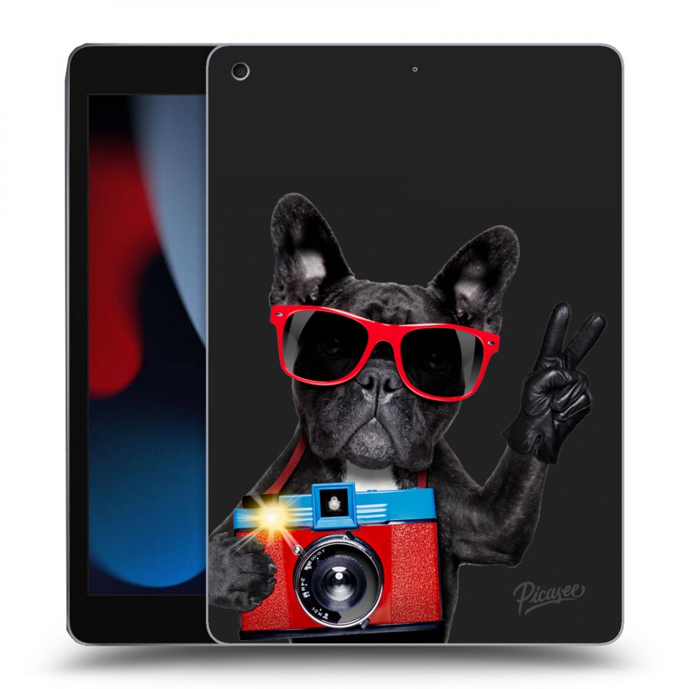 Picasee crna silikonska maskica za Apple iPad 10.2" 2021 (9. gen) - French Bulldog