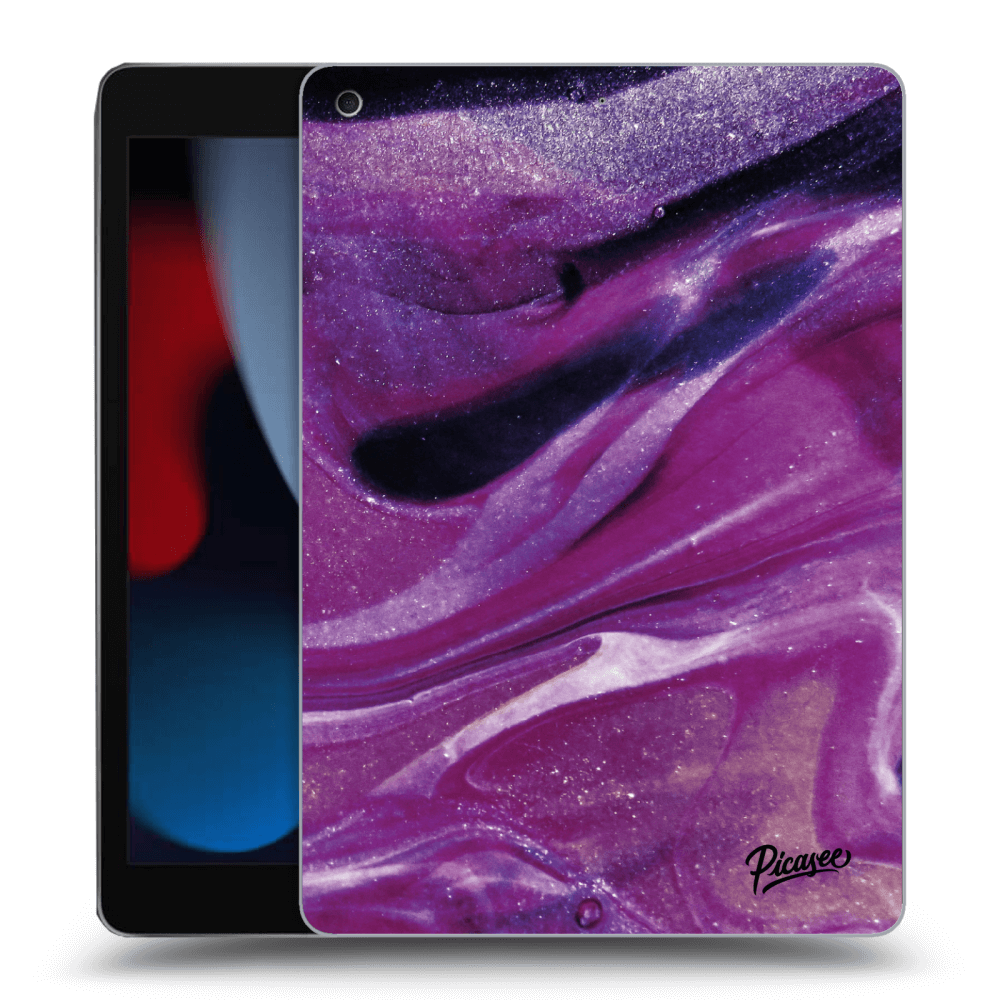 Picasee crna silikonska maskica za Apple iPad 10.2" 2021 (9. gen) - Purple glitter