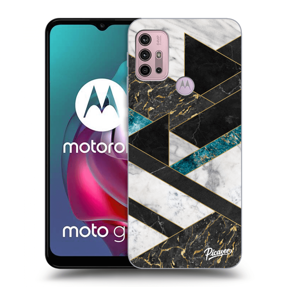 Picasee crna silikonska maskica za Motorola Moto G30 - Dark geometry