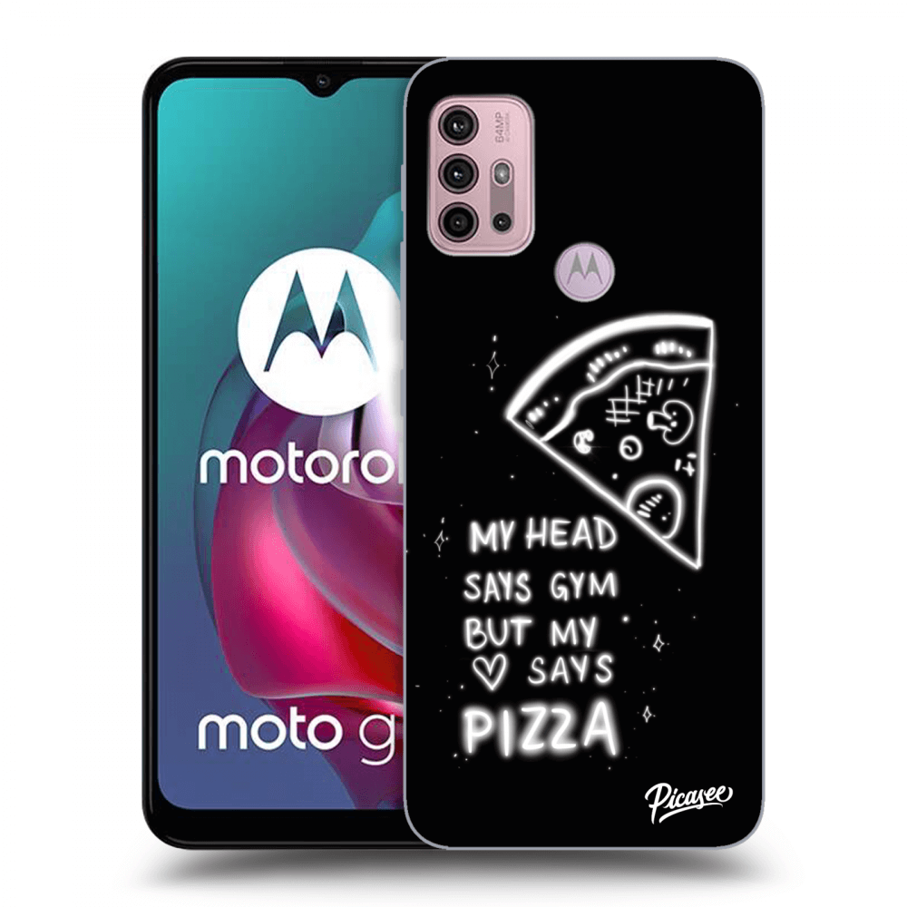 Picasee crna silikonska maskica za Motorola Moto G30 - Pizza