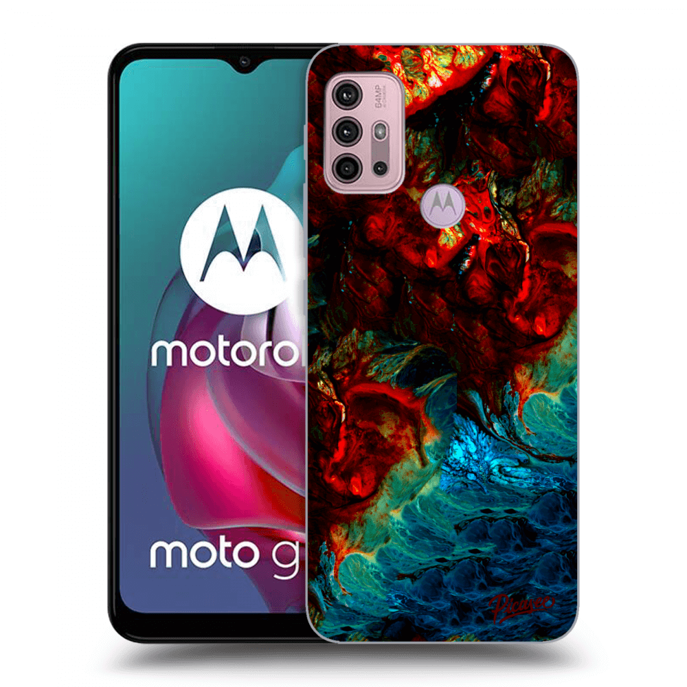 Picasee crna silikonska maskica za Motorola Moto G30 - Universe