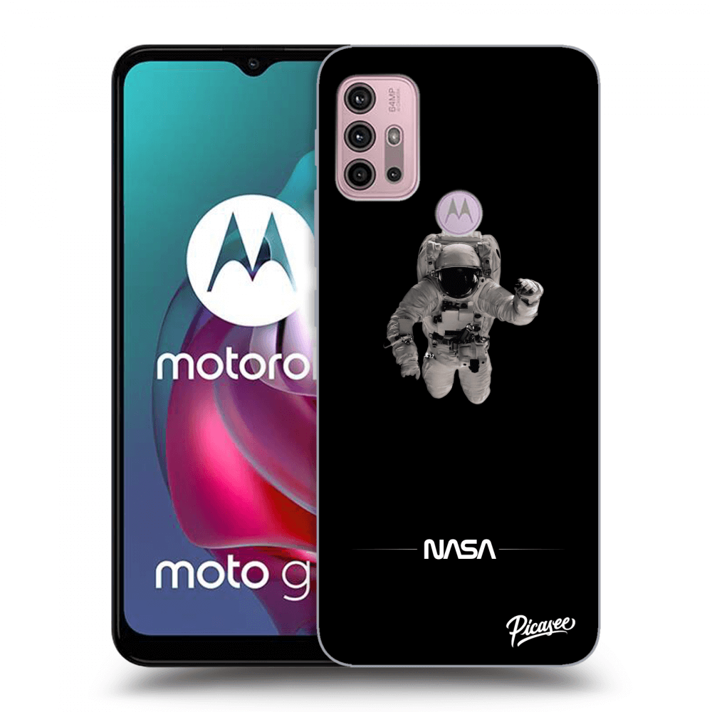 Picasee crna silikonska maskica za Motorola Moto G30 - Astronaut Minimal