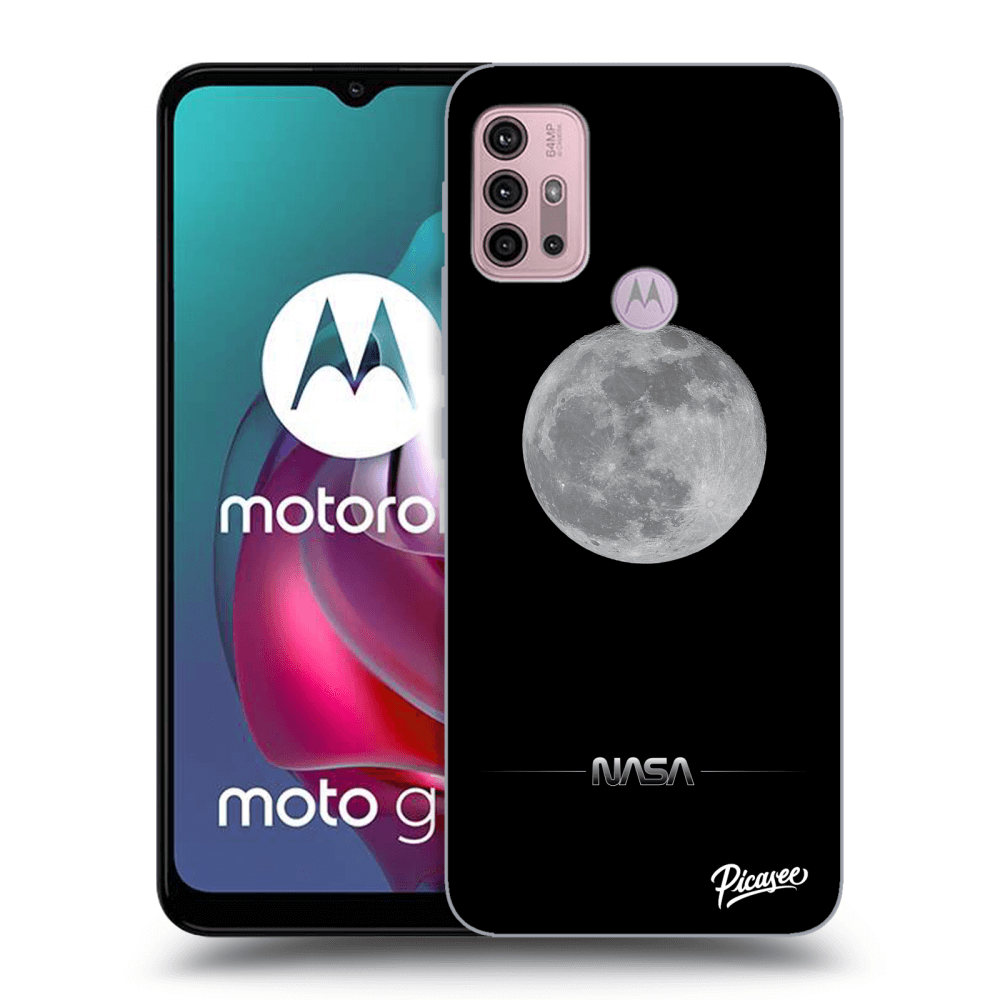 Picasee crna silikonska maskica za Motorola Moto G30 - Moon Minimal
