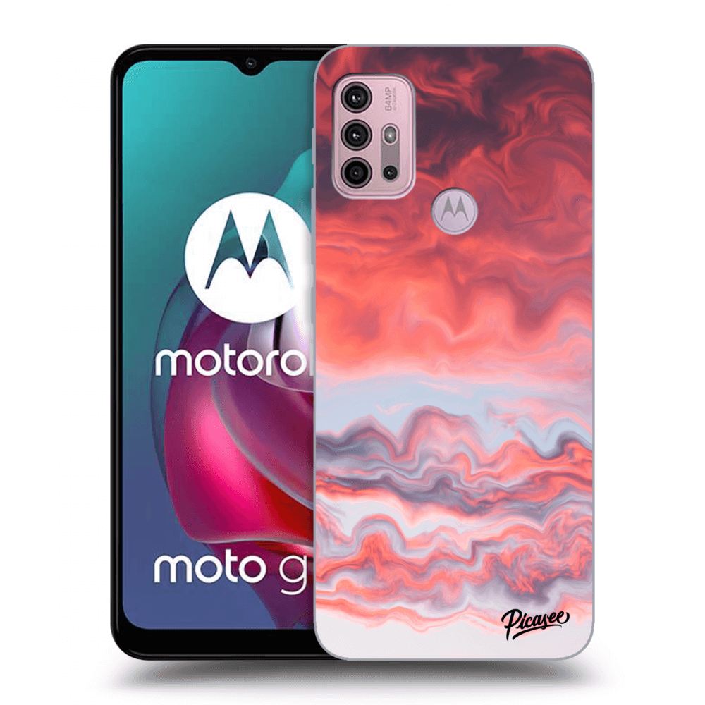 Picasee crna silikonska maskica za Motorola Moto G30 - Sunset