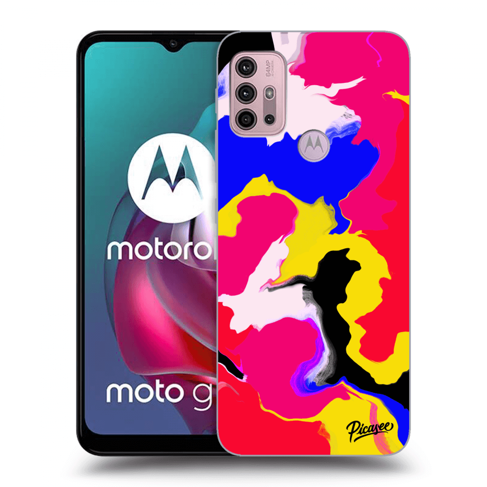 Picasee crna silikonska maskica za Motorola Moto G30 - Watercolor