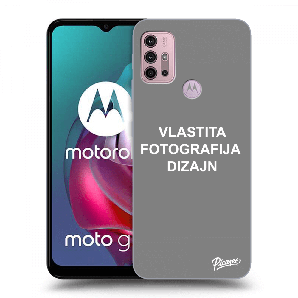 Picasee crna silikonska maskica za Motorola Moto G30 - Vlastiti foto dizajn