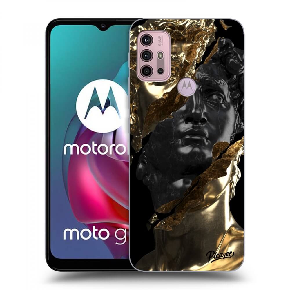 Picasee crna silikonska maskica za Motorola Moto G30 - Gold - Black