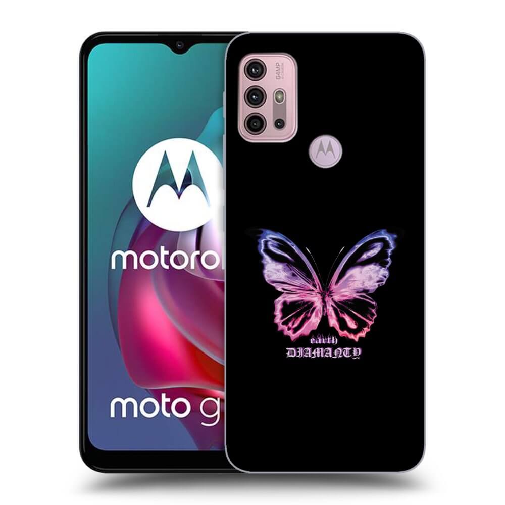 Picasee crna silikonska maskica za Motorola Moto G30 - Diamanty Purple