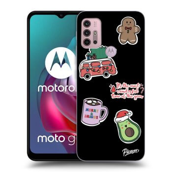 Picasee crna silikonska maskica za Motorola Moto G30 - Christmas Stickers