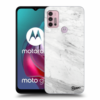 Picasee crna silikonska maskica za Motorola Moto G30 - White marble