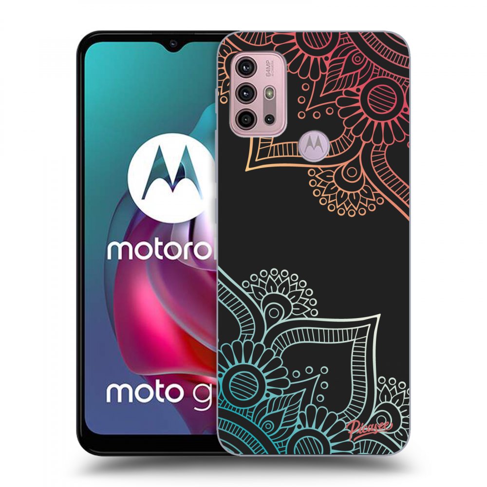 Picasee crna silikonska maskica za Motorola Moto G30 - Flowers pattern