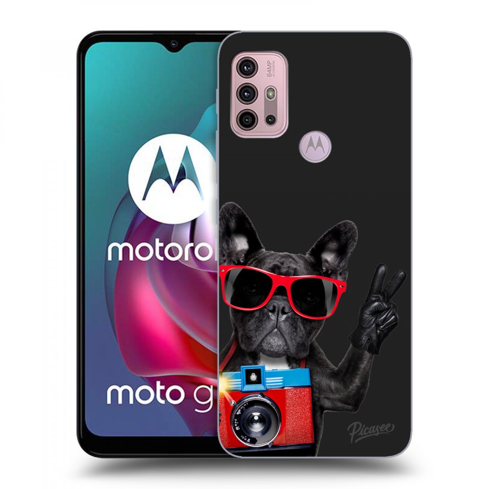 Picasee crna silikonska maskica za Motorola Moto G30 - French Bulldog