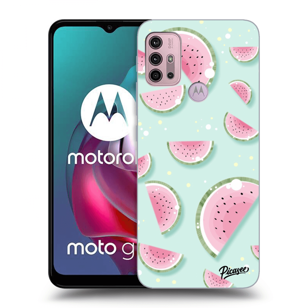 Picasee crna silikonska maskica za Motorola Moto G30 - Watermelon 2