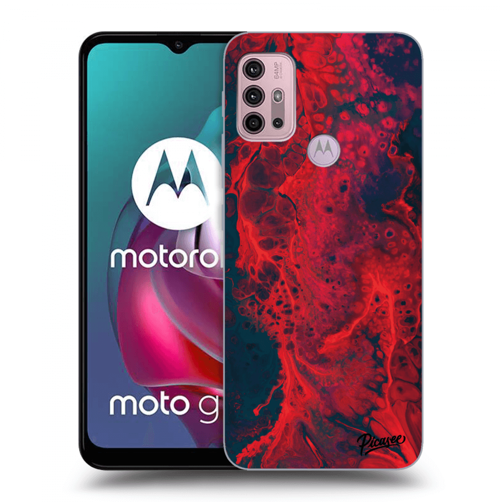 Picasee crna silikonska maskica za Motorola Moto G30 - Organic red