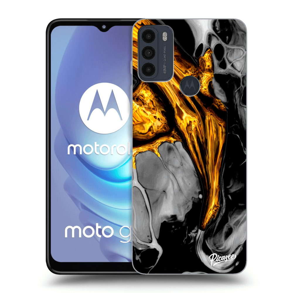 Picasee crna silikonska maskica za Motorola Moto G50 - Black Gold