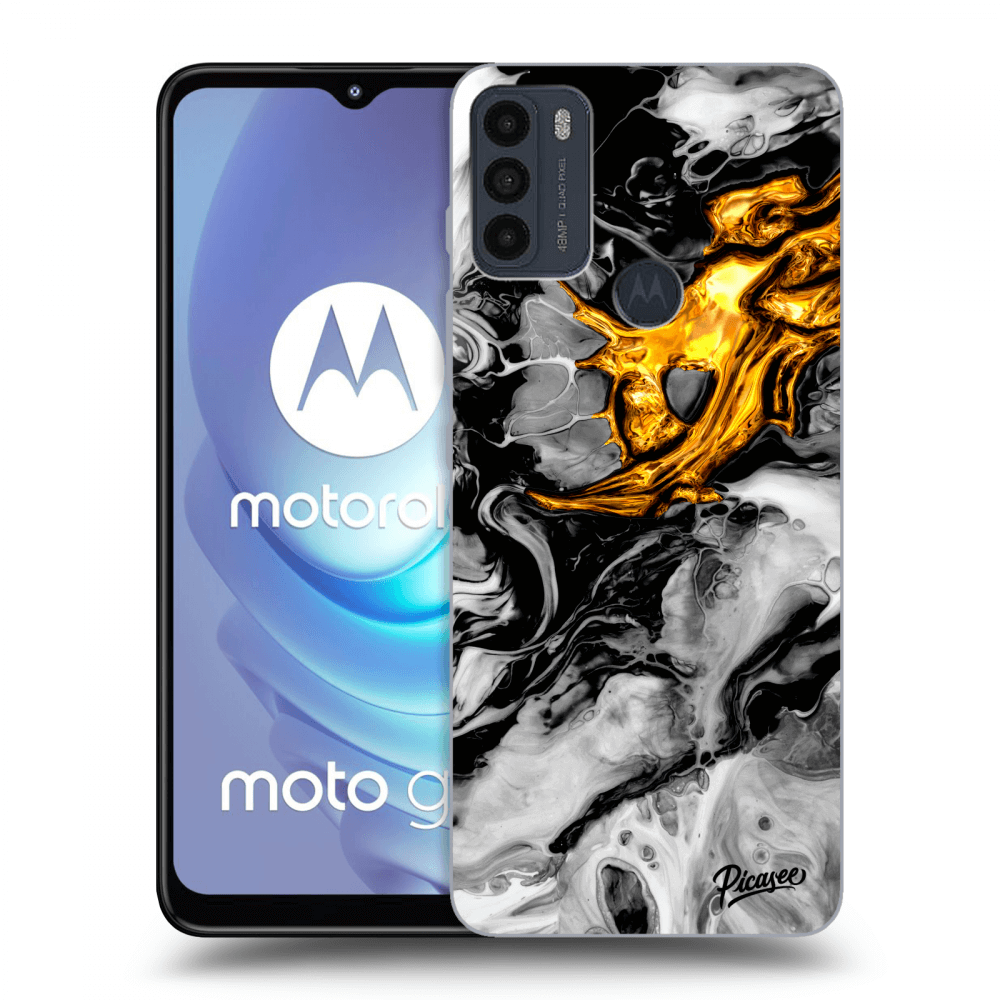 Picasee crna silikonska maskica za Motorola Moto G50 - Black Gold 2