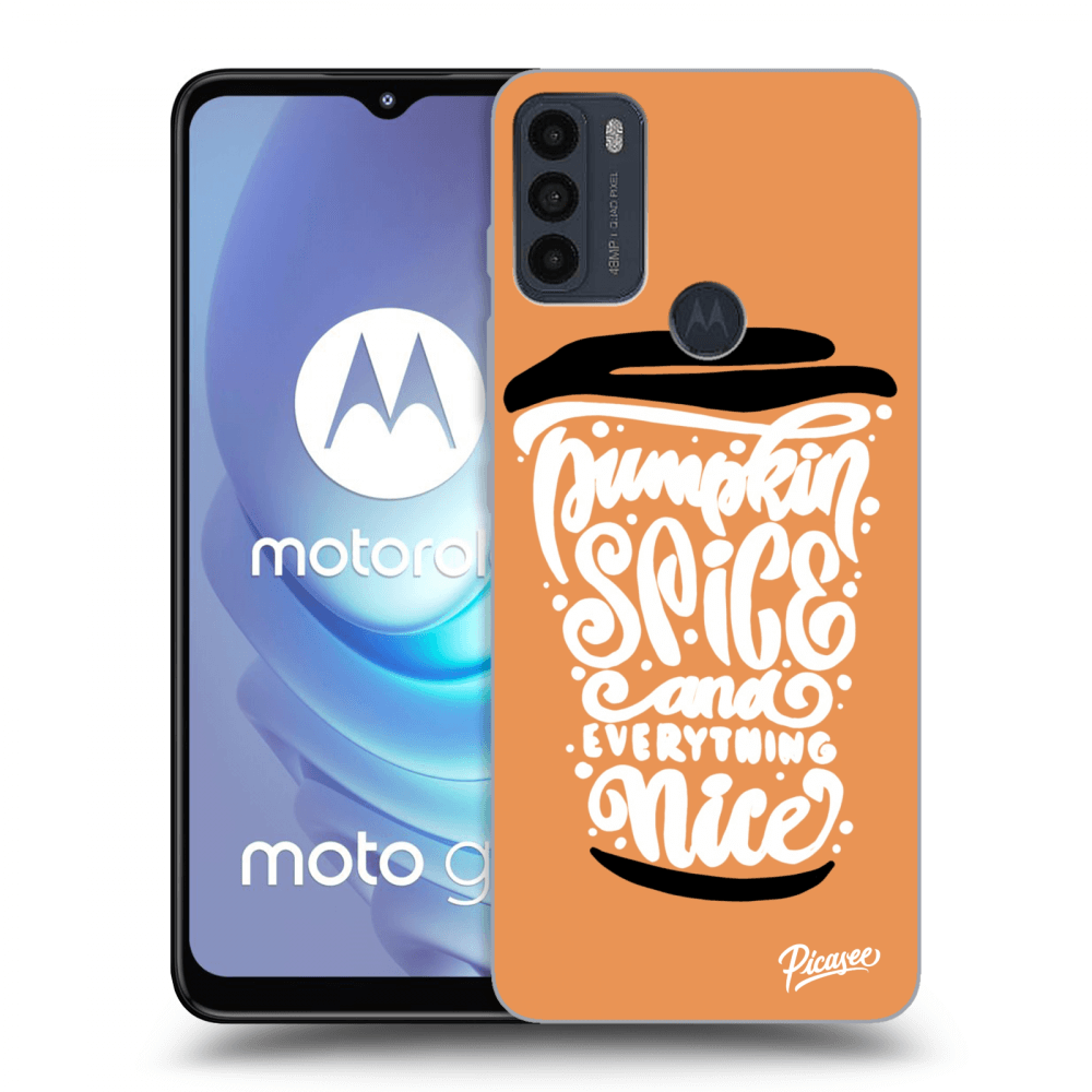 Picasee crna silikonska maskica za Motorola Moto G50 - Pumpkin coffee