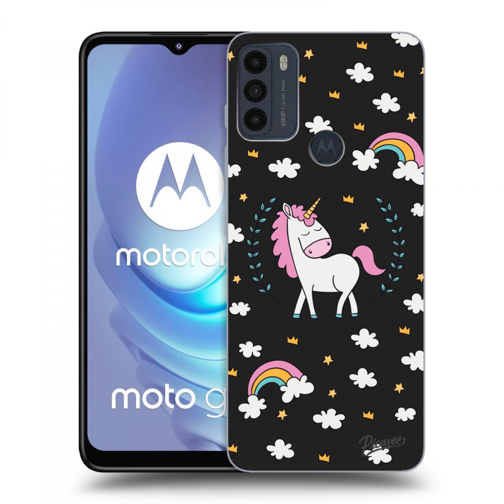 Picasee crna silikonska maskica za Motorola Moto G50 - Unicorn star heaven
