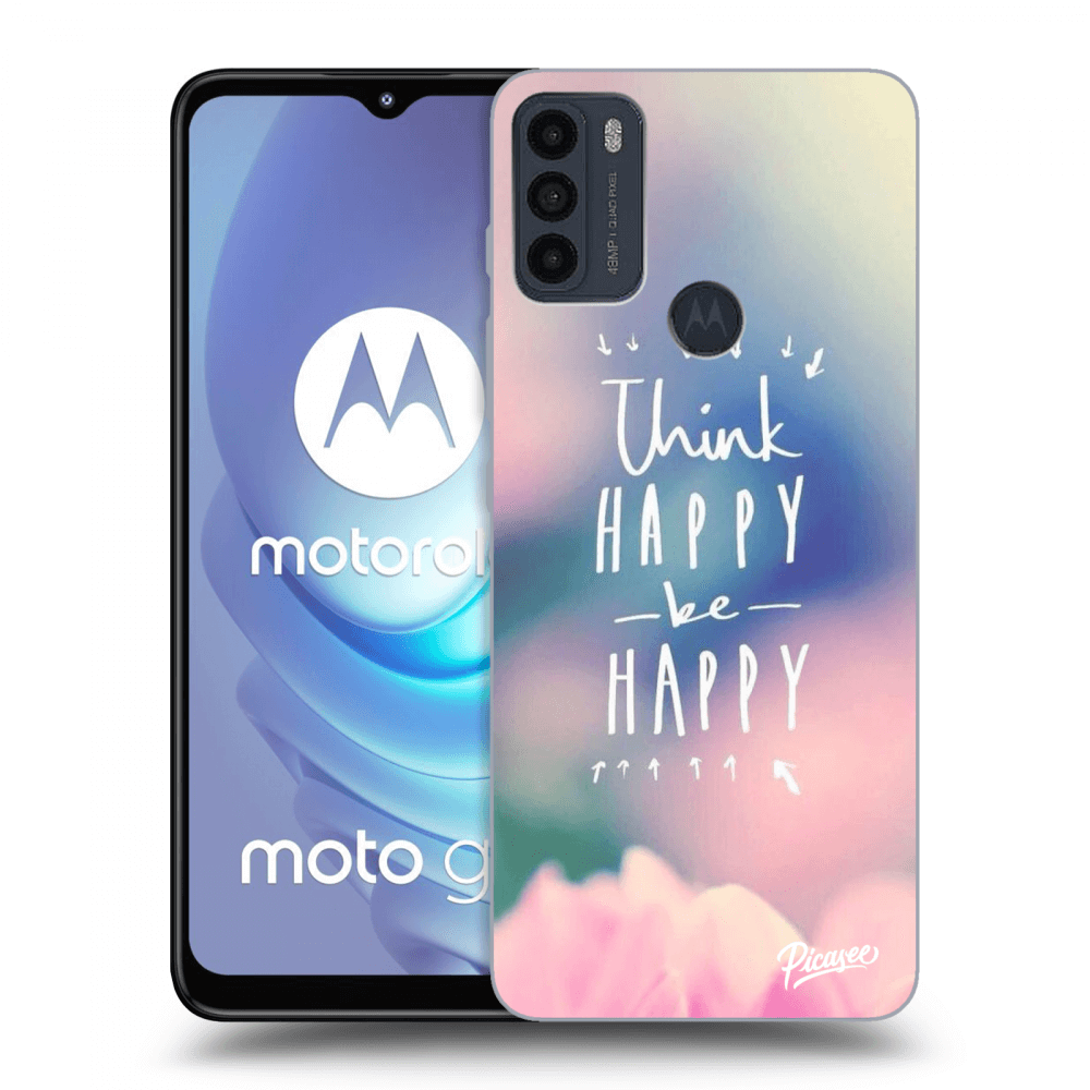 Picasee crna silikonska maskica za Motorola Moto G50 - Think happy be happy